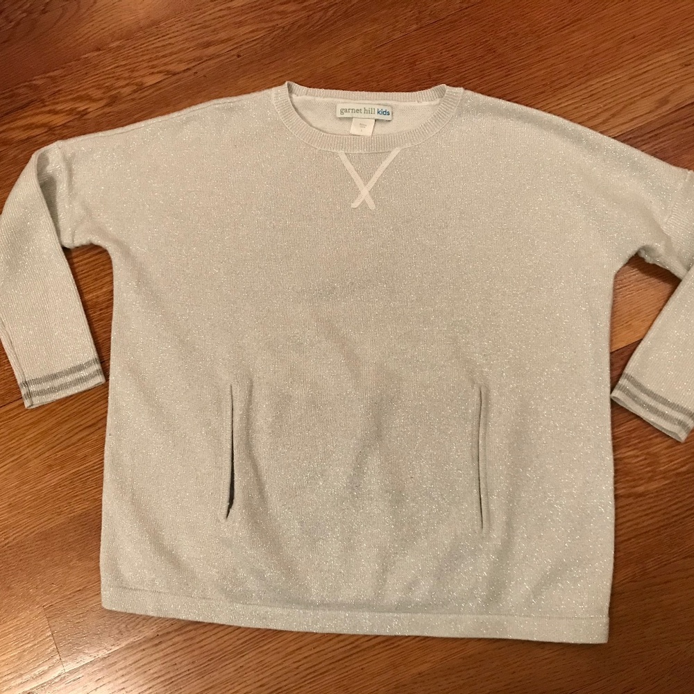 Garnet Hill 3/4 sleeve sweater Size L silver